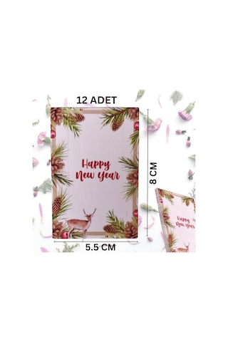 Yılbaşı Happy New Year Tebrik Kartı, Yeniyıl Temalı Hediye, Not K