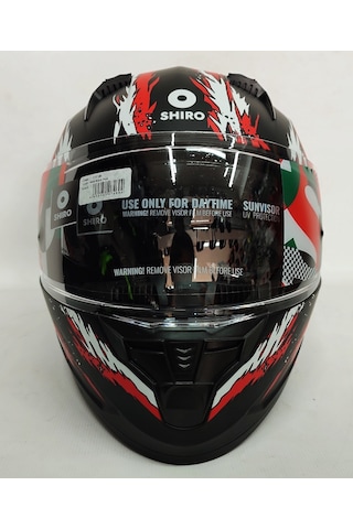 Shiro SH-667 Demon Güneş Vizörlü Kapalı Kask Kırmızı - Siyah