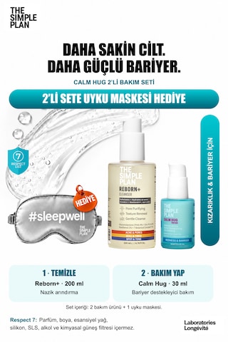 The Simple Plan Calm Hug Kızarıklık & Bariyer Bakım Seti - Serum + Temizleyici Uyku Maskesi Hediyeli 2'li