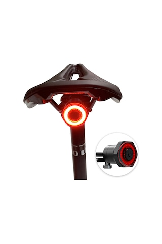 Meroca-akıllı Bisiklet Arka Lambası Arka Fren Lambası Su Geçirmez Y19019b-2 Siyah