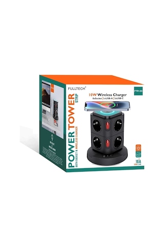 Akım Korumalı 2.4a Kule Priz Kablosuz Şarj İstasyonu 8x Soket 2x Usb Wireless Kablolu Priz Çoğaltıcı