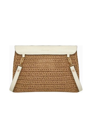 Strathberry Stylist Crossbody Raffia Ve Vanilya Dana Deri Lüks Çanta, Günlük Ve Gece Kullanım Omuz Çantası Krem