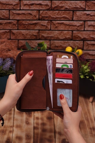 Özka Leather Taba Telefon Bölmeli Uzun Cüzdan Ve Otomatik Mekanizmalı Kartlık Cüzdan Sevgili Paketi Siyah