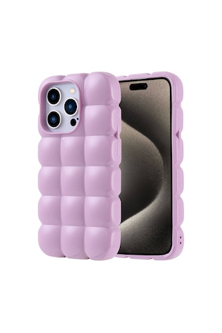 Zore Apple Uyumlu iPhone 15 Pro Kılıf Parlak Esnek Silikon Dom Dom Kapak - Pembe Pembe
