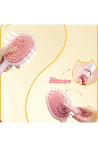 Elmpaly Sarı Renkli Anti-statik Ayı Yüz Tasarımlı Yumuşak Fırça Saç Açma Ve Masaj Tarak