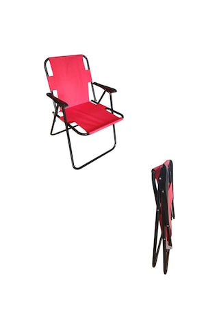 Plastik Kollu Katlanir 4 Lü Piknik Ve Kamp Sandalyesi Kirmizi 46,5x40,5x41 Cm Sirt 57x55x81 Cm Kırmızı
