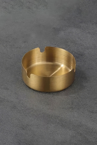 10 Adet Çelik Gold 8 Cm Kafe Restaurant Lokanta Yuvarlak Kül Tablası Küllük