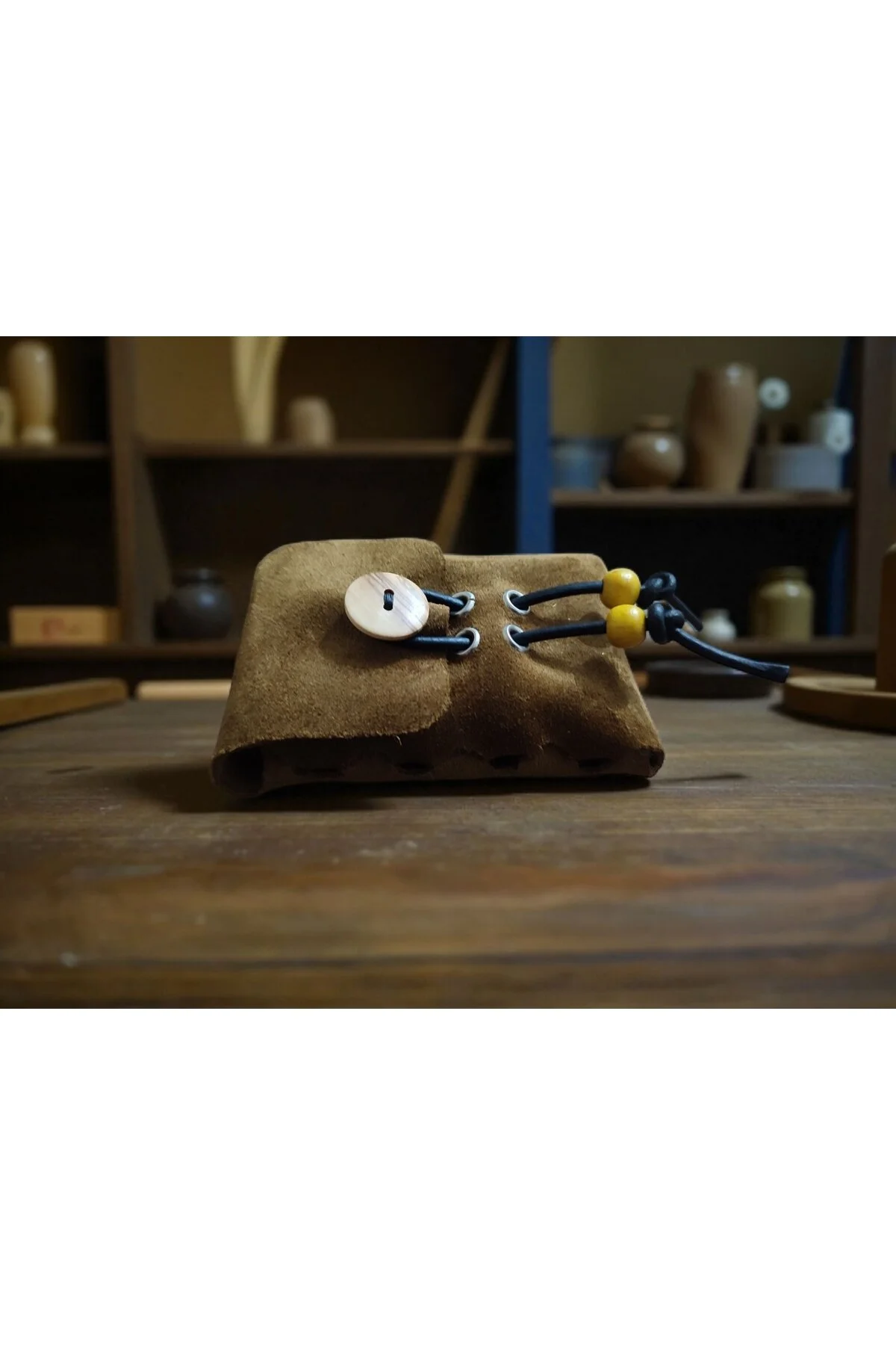 Sumerian Leather Craft Süet Deri Kartlık Kahvegri Kahvegri