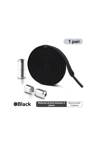 Geeksen 6mm Genişlikli Spor Ayakkabı İçin Esnek Kaymaz Kayışlar, Kapsül Kilitli, Çocuk-yetişkin Uyumlu, Siyah 1 Çift Siyah