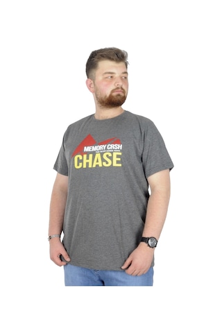 Mode Xl Büyük Beden T-Shirt Bis Yaka Chase 22193 Antramelanj 001