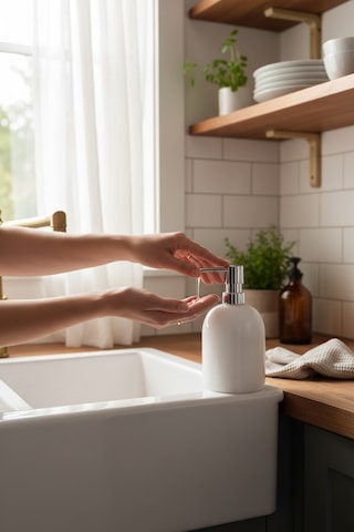 Akayev Mermer Beyaz Gümüş Banyo, Mutfak Sıvı Sabunluk Beyaz