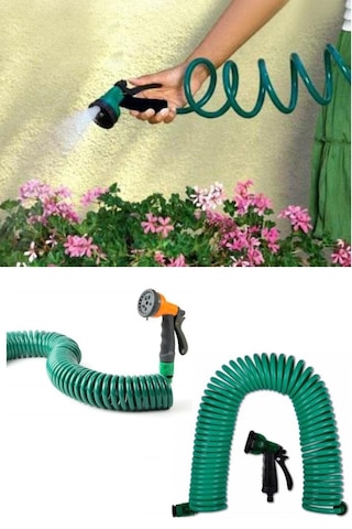 30 Metre Spiral Hortum + 4 Fonksiyonlu Özel Sulama Tabancası 4741