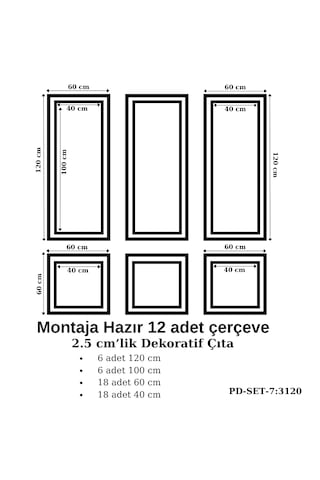 Montaja Hazır 24 Adet Çerçeve 2,5 Cm'lik Pd-set-7: 3120