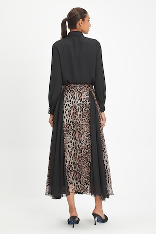 Kadın Leopar Desenli Şifon Etek - Katmanlı, Hafif Ve Zarif Tasarım - Günlük Ve Özel Davet Kullanımı İçin Etek CAMEL