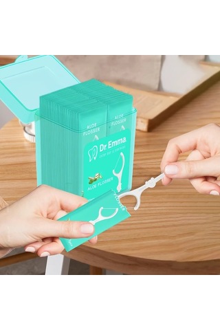 Willowhaven 50lı Dr. Emma Aloe Vera Diş İpi Çubukları Bireysel Paket Alkol Yok Polietilen Derin Temizlik