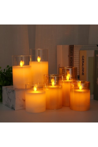 Yaozixa 3 Adet Gerçekçi Led Mum Seti - Uzaktan Kumandalı, Titreşimli Alev Efekti Ve Zamanlayıcılı Dekoratif Aydınlatma Amber