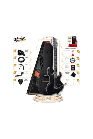 Midex Force-MBK Profesyonel Forest Kasa HSH Elektro Gitar Seti Mat Siyah