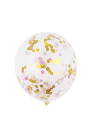Pazarız Konfetili Balon Pullu Şeffaf Balon Seti 30 Adet Gold