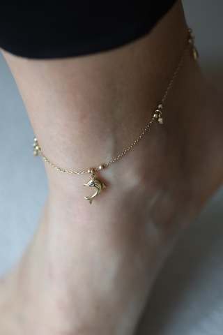 Yenigün Kuyumculuk 14 Ayar Altın Yunus Detaylı Sallantılı Halhal Blk33605