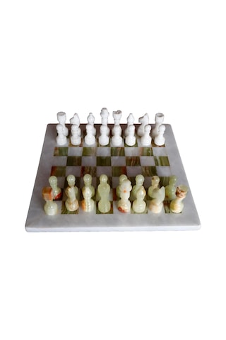 Oniks Mermer Satranç Takımı, Yeşil-beyaz Onyx Satranç Tahtası, Kadife Kutu, 32 Parça El Yapımı Taşlar 39 X 39 Oniks Mermer Satranç Takımı, Yeşil-beyaz Onyx Satranç Tahtası, Kadife Kutu, 32 Parça El Yapımı Taşlar 39 X 39