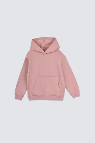 Zuzunga Basic Kapüşonlu Şardonlu Kanguru Cep Detaylı Çocuk Sweatshirt 3-10 Yaş Pudra