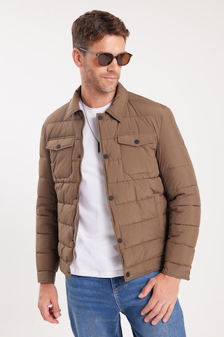 Tudors Erkek Regular Fit Klasik Kesim Çift Cepli Çıtçıt Kapamalı Kahverengi Mont-41603 Kahverengi