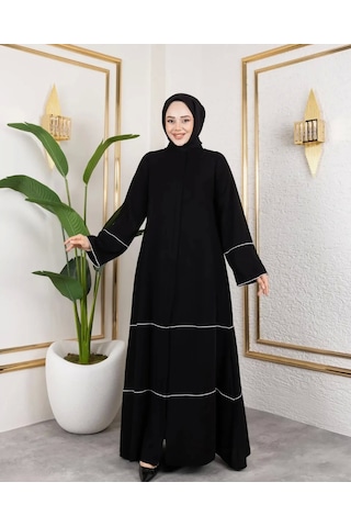 Kıl Biye Detaylı Abaya/ferace / Siyah - F0145 Siyah