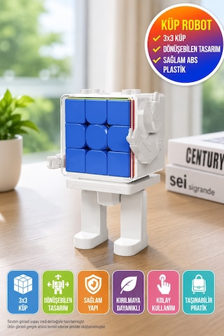 Moyu 3x3 Robot Zeka Küpü Mfjs Meilong Mf8964 Beyaz Bulmaca Oyuncağı 7,8x6x12 Cm