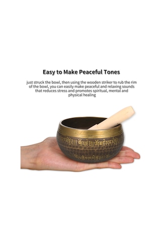 Vkemall Yoga Terapi Meditasyon Tibet Şarkı Söyleyen Kase El Yapımı Buda Tibet Struck Kase Ritüel Müzik Terapi Bakır Çan Ses Kasesi Ahşap Forvet İle Çakra Şifa Yoga Gevşeme