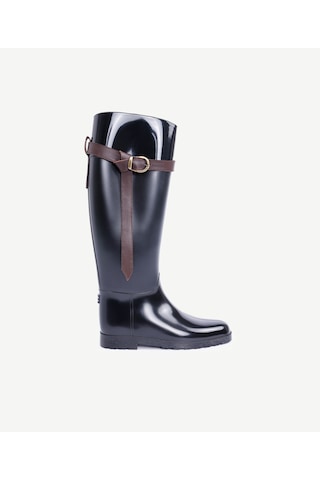 Yargıcı Deri Atkılı Yağmur Çizmesi 25kkay4057x 001 Siyah