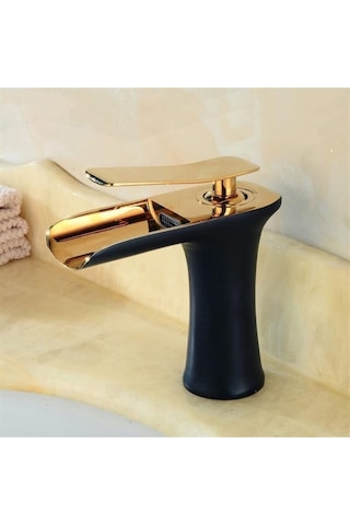 Lpd Lider Siyah Gold Şelale Lavabo Bataryası Gold