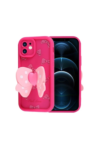 Apple Uyumlu iPhone 12 Uyumlu Kılıf Kamera Korumalı Figür Tasarımlı Zore Kapya Kapak-pembe Koyu Pembe Koyu -