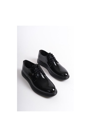 Mubiano Mbrgn88-s Siyah Erkek Rugan Bağcıklı Loafer Siyah