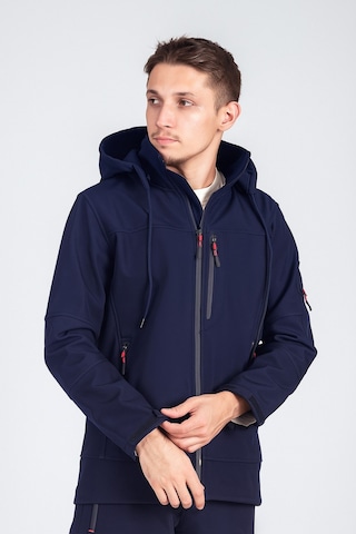 Suya Dayanıklı Slim Fit Softshell Kapüşonlu Erkek Mont Lacivert