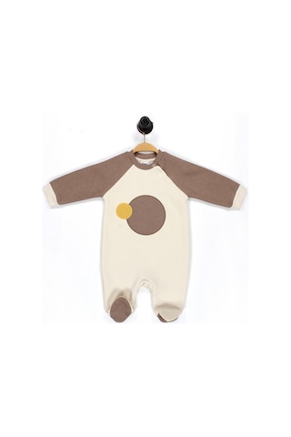 Kahve Reglan Kol 3 İplik Patiksiz Bebek Tulum Kahverengi