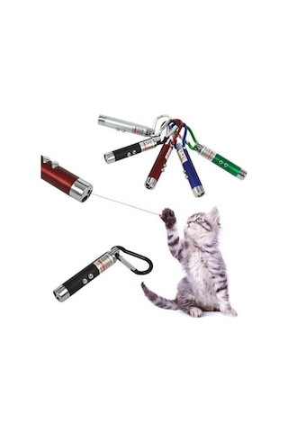 3 Adet Kırmızı Beyaz Işıklı Led Lazer Kedi Köpek Oyuncağı Anahtarlık