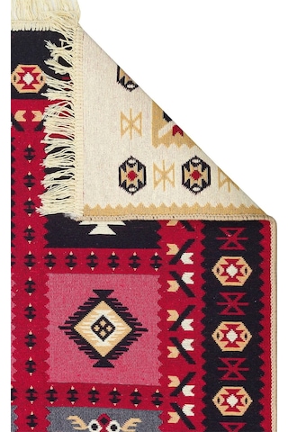 Arya Ar 28 Red %100 Geri Dönüşümlü Pamuktan Çift Taraflı Yıkanabilir Modern Dekoratif Kilim