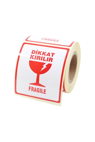 Kırılır Etiketi Fragile Label Yapışkanlı Sticker Çıkartma 70mm X 80mm 250 Adet