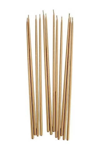 Vıp 35 Cm 8 Pcs Church Metallıc Gold Candles Gold Arınma Mumu 8 Adet Gold İnce Mum Gold Kilise Mumu Renkli