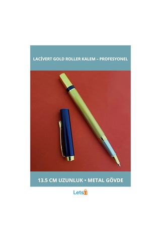 Şık Lacivert Gold Tasarım Roller Kalem 13.5 Cm Çok Renkli