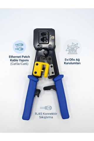 Profesyonel Rj45 Konnektör Sıkıştırma Pensesi - Cat5, Cat6, Cat7 Uyumlu Ethernet Kablo Yapım Aleti