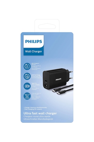 Philips Dlp2621c Usb-a Ve Usb-c Bağlantısı Type-c Kablolu Duvar Şarj Adaptörü-dlp2621c/12