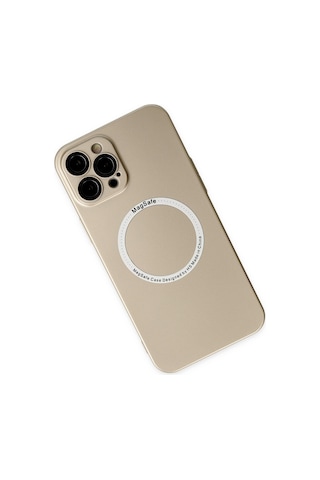 Apple iPhone Uyumlu 12 Pro Kılıf Jack Magneticsafe Lens Silikon - Gold