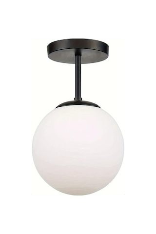 Dashanshop Siyah Modern Yarı Gömme Tavan Lambası Opal Küre Avize E26 Aydınlatma Siyah