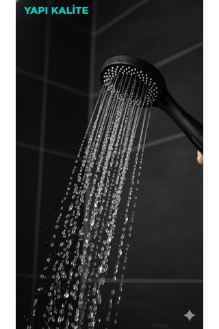 Siyah Zümrüt Renklerinin Birleşimi İle Muhteşem Bir Tasarım 3 Fonksiyonlu El Duşu Siyah