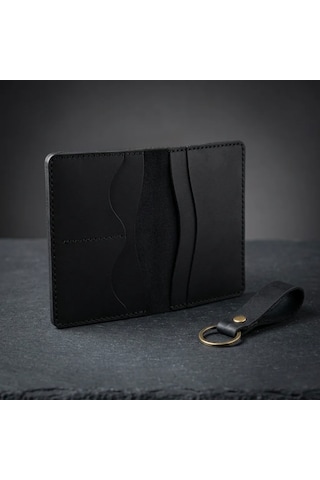 Natderi %100 Hakiki Deri Pasaport Kılıfı Ve Anahtarlık Seti - El Dikişli Özel Deri Pasaportluk 10x15 Cm siyah