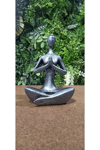 Yogacı Kadın Mumluk Biblo Gri
