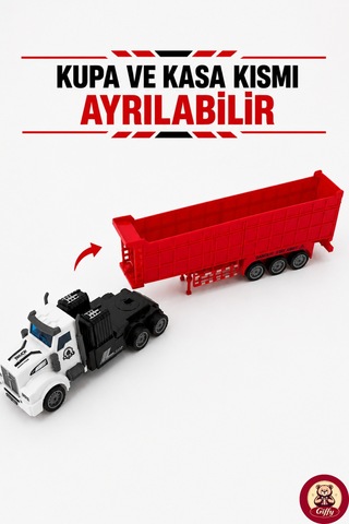 Oyuncak Uzaktan Kumandalı 27 Mhz Şarjlı Rc Tır 36 Cm Ayrılabilir Kasalı Işıklı Ses Efektli Oyuncak Tır Kırmızı