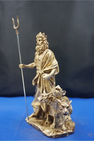 Hades Heykel Biblo Tasarım 25 Cm Mitolojik Obje Hediyelik Eşya Ev Dekor Altın