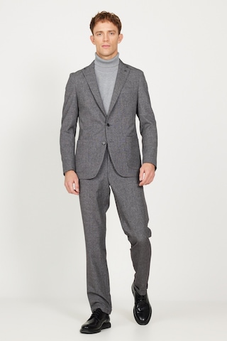 AC&Co / Altınyıldız Classics Erkek Siyah-füme Slim Fit Dar Kesim Mono Yaka Seyahat Çantalı Desenli Takım Elbise Siyah - Füme